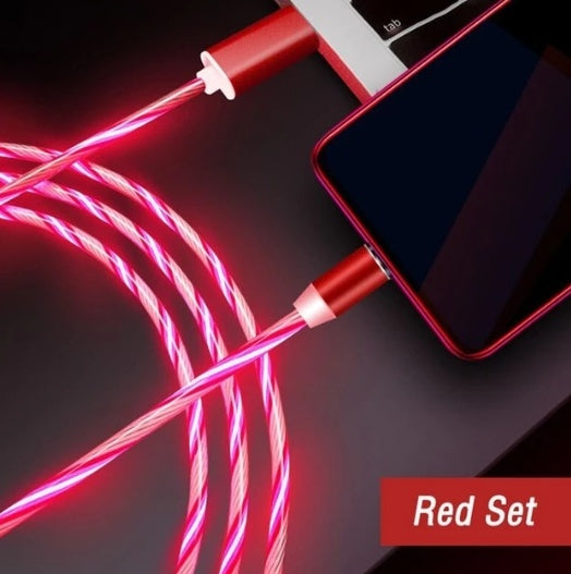 Cablu Magnetic LED 3 în 1, Încărcare Rapidă 2.1 A, Protecție Port – Compatibil iPhone, USB‑C, Android