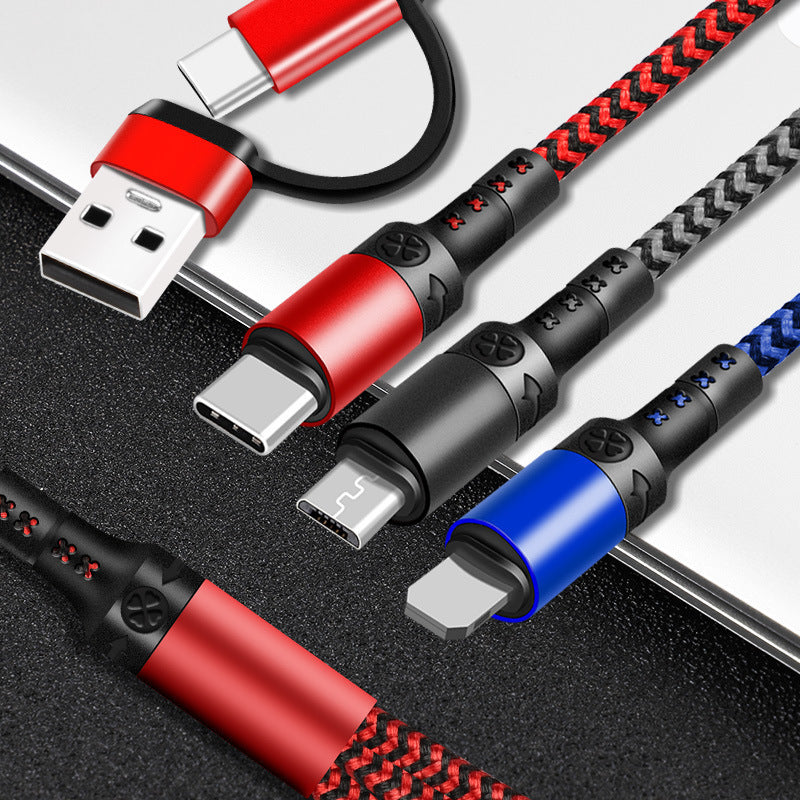 Cablu 5-în-1 Fast Charging 3 A – USB-C + 3 conectori în 1, 1,2 m