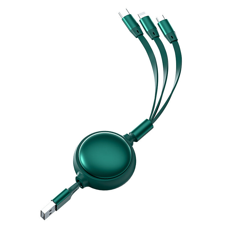Cablu Retractabil 3 în 1 2.4 A – USB‑C, Lightning și Micro USB într-un singur cablu compact