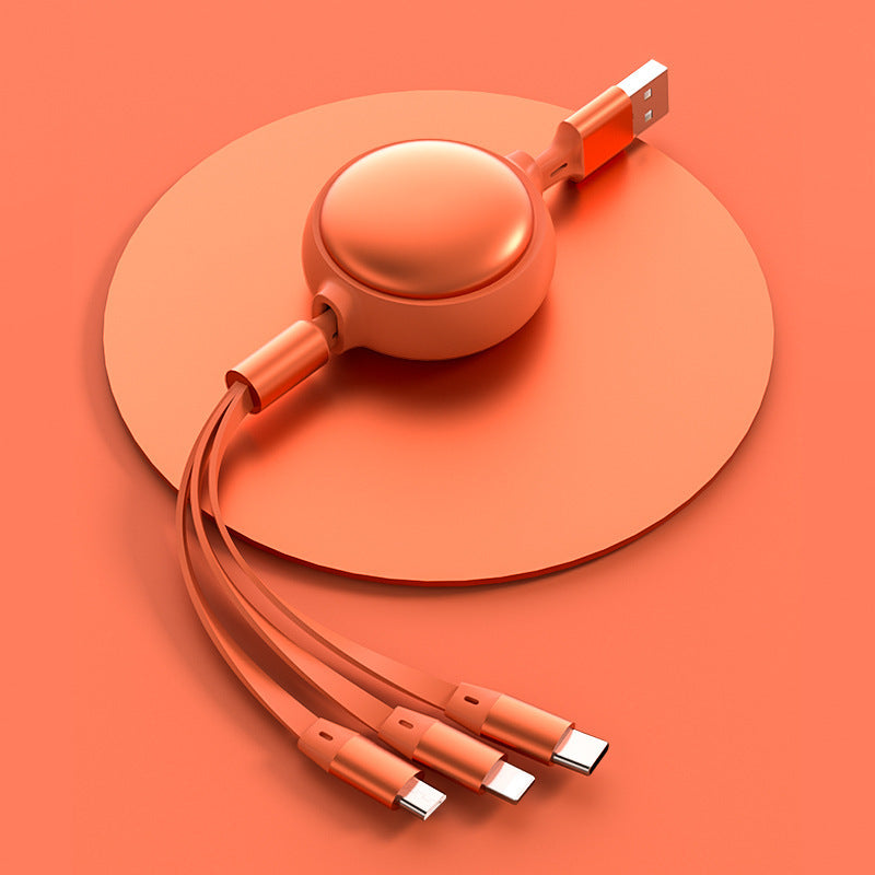 Cablu Retractabil 3 în 1 2.4 A – USB‑C, Lightning și Micro USB într-un singur cablu compact
