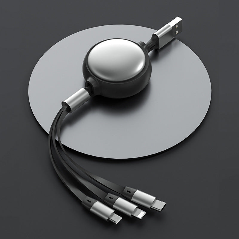 Cablu Retractabil 3 în 1 2.4 A – USB‑C, Lightning și Micro USB într-un singur cablu compact