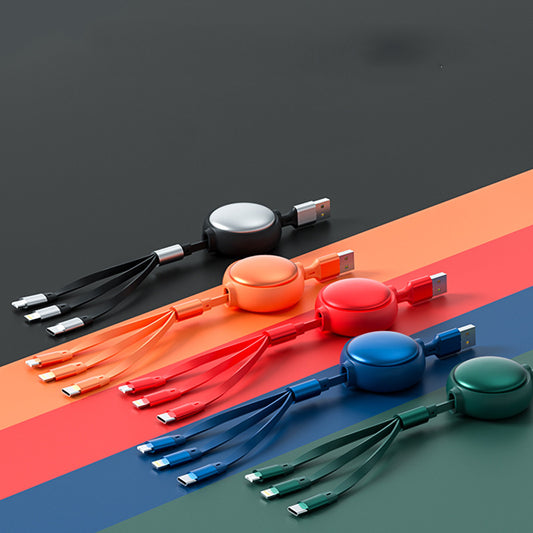 Cablu Retractabil 3 în 1 2.4 A – USB‑C, Lightning și Micro USB într-un singur cablu compact