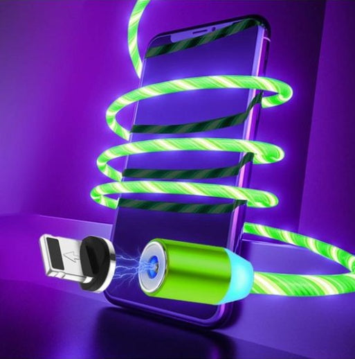 Cablu Magnetic LED 3 în 1, Încărcare Rapidă 2.1 A, Protecție Port – Compatibil iPhone, USB‑C, Android