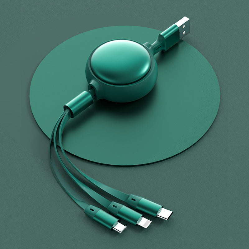 Cablu Retractabil 3 în 1 2.4 A – USB‑C, Lightning și Micro USB într-un singur cablu compact