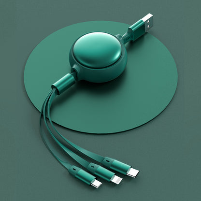Cablu Retractabil 3 în 1 2.4 A – USB‑C, Lightning și Micro USB într-un singur cablu compact