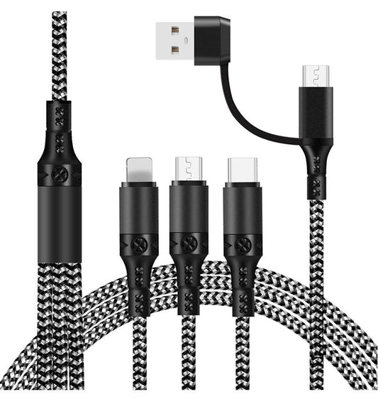 Cablu 5-în-1 Fast Charging 3 A – USB-C + 3 conectori în 1, 1,2 m